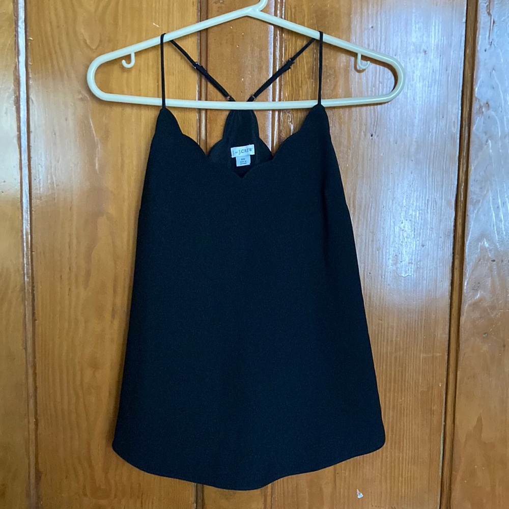 Scalloped J. Crew Black Top NWOT